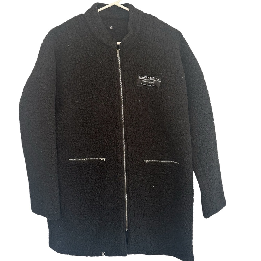 Dutch Bros Women’s LARGE Sherpa Long Zip Up Jacket DB 1992